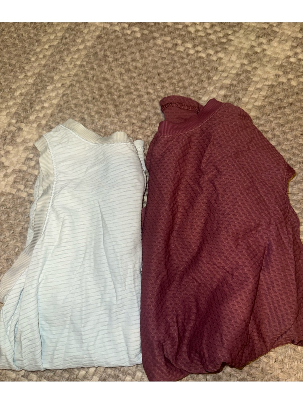 Alia Ribbed White Tank & Burgundy Textured Top